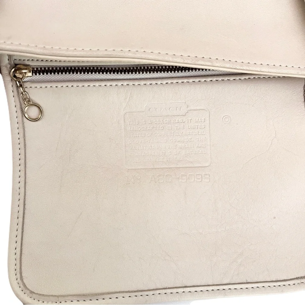 Vintage Coach Ivory Bone Leather ‘Tribeca’ 9098 Tote Bag